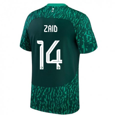 Kandiny Bambino Maglia Arabia Saudita Abdullah Zaid #14 Verde Scuro Kit Gara Away 22-24 Maglietta