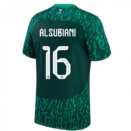 Kandiny Kinderen Saoedi-arabisch Faisal Alsubiani #16 Donkergroen Uitshirt Uittenue 22-24 T-shirt België