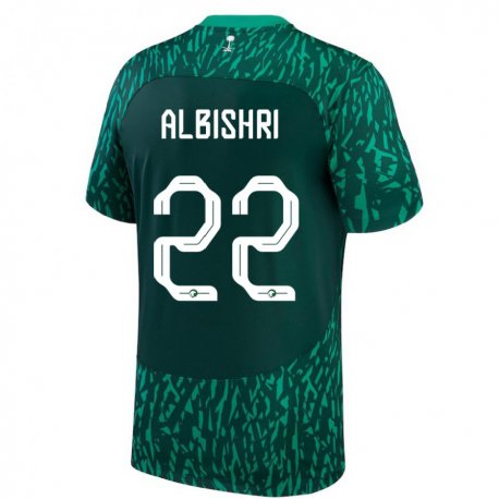 Kandiny Bambino Maglia Arabia Saudita Nawaf Albishri #22 Verde Scuro Kit Gara Away 22-24 Maglietta