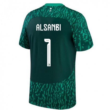 Kandiny Bambino Maglia Arabia Saudita Abdulrahman Alsanbi #1 Verde Scuro Kit Gara Away 22-24 Maglietta