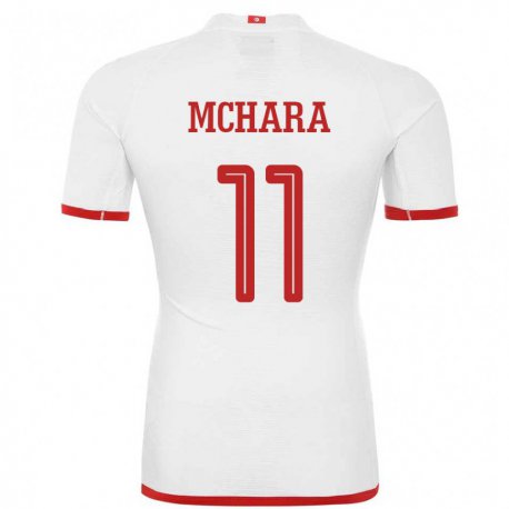 Kandiny Bambino Maglia Tunisia Imen Mchara #11 Bianco Kit Gara Away 22-24 Maglietta