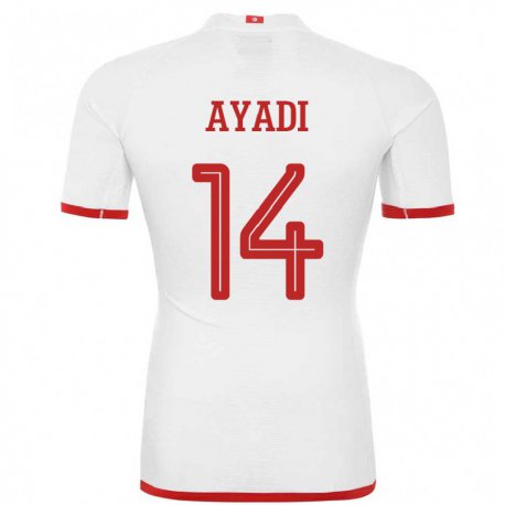 Kandiny Bambino Maglia Tunisia Ghada Ayadi #14 Bianco Kit Gara Away 22-24 Maglietta