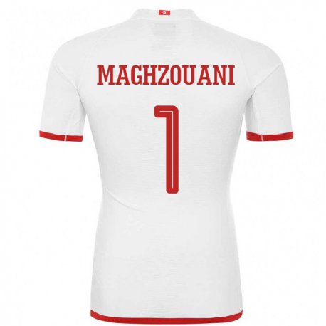 Kandiny Bambino Maglia Tunisia Wassim Maghzouani #1 Bianco Kit Gara Away 22-24 Maglietta