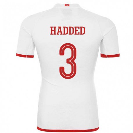 Kandiny Bambino Maglia Tunisia Rayen Hadded #3 Bianco Kit Gara Away 22-24 Maglietta