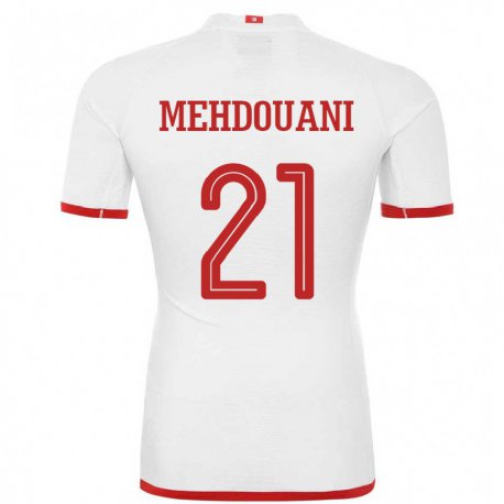 Kandiny Bambino Maglia Tunisia Firas Mehdouani #21 Bianco Kit Gara Away 22-24 Maglietta