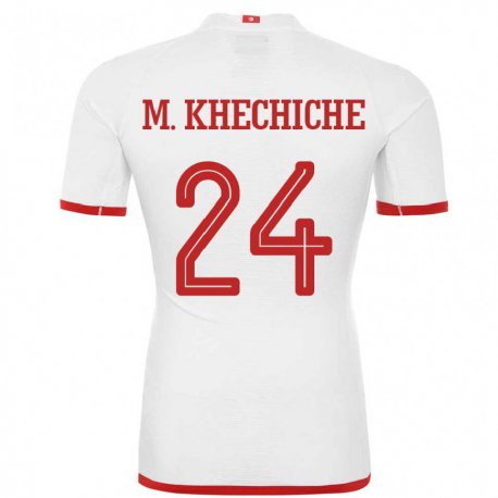 Kandiny Niño Camiseta Túnez Mohamed Amine Khechiche #24 Blanco 2ª Equipación 22-24 La Camisa México