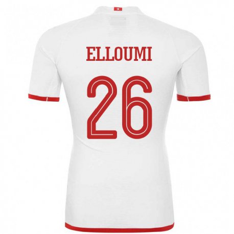 Kandiny Niño Camiseta Túnez Khalil Elloumi #26 Blanco 2ª Equipación 22-24 La Camisa México