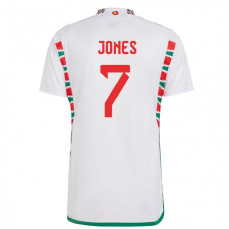 Kandiny Bambino Maglia Galles Emma Jones #7 Bianco Kit Gara Away 22-24 Maglietta