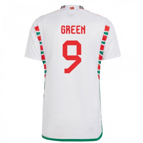 Kandiny Bambino Maglia Galles Kayleigh Green #9 Bianco Kit Gara Away 22-24 Maglietta