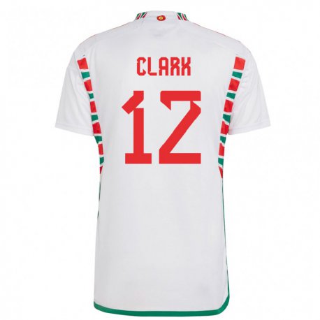 Kandiny Bambino Maglia Galles Olivia Clark #12 Bianco Kit Gara Away 22-24 Maglietta