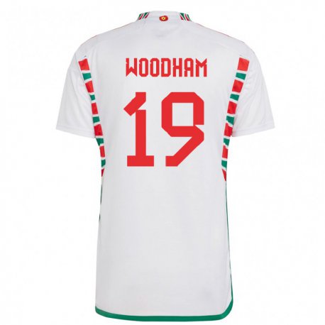 Kandiny Bambino Maglia Galles Lily Woodham #19 Bianco Kit Gara Away 22-24 Maglietta