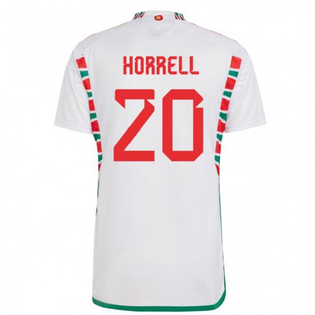 Kandiny Kinder Walisische Grace Horrell #20 Weiß Auswärtstrikot Trikot 22-24 T-shirt Österreich