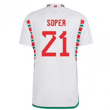 Kandiny Bambino Maglia Galles Poppy Soper #21 Bianco Kit Gara Away 22-24 Maglietta