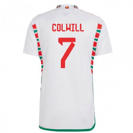 Kandiny Bambino Maglia Galles Joel Colwill #7 Bianco Kit Gara Away 22-24 Maglietta