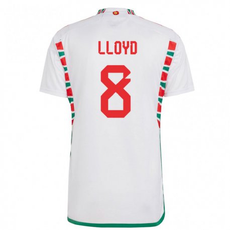 Kandiny Bambino Maglia Galles Ben Lloyd #8 Bianco Kit Gara Away 22-24 Maglietta