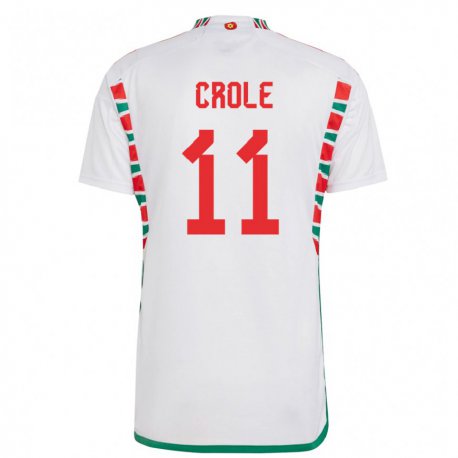 Kandiny Bambino Maglia Galles James Crole #11 Bianco Kit Gara Away 22-24 Maglietta