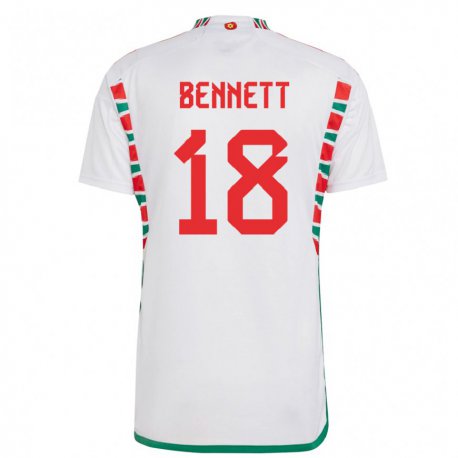 Kandiny Kinder Walisische Murphy Bennett #18 Weiß Auswärtstrikot Trikot 22-24 T-shirt Österreich