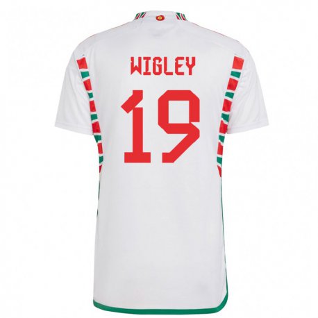 Kandiny Kinder Walisische Morgan Wigley #19 Weiß Auswärtstrikot Trikot 22-24 T-shirt Österreich