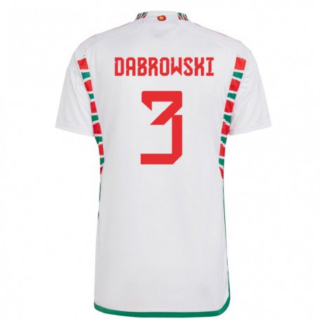 Kandiny Bambino Maglia Galles Sebastian Dabrowski #3 Bianco Kit Gara Away 22-24 Maglietta