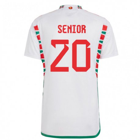 Kandiny Bambino Maglia Galles Matt Senior #20 Bianco Kit Gara Away 22-24 Maglietta