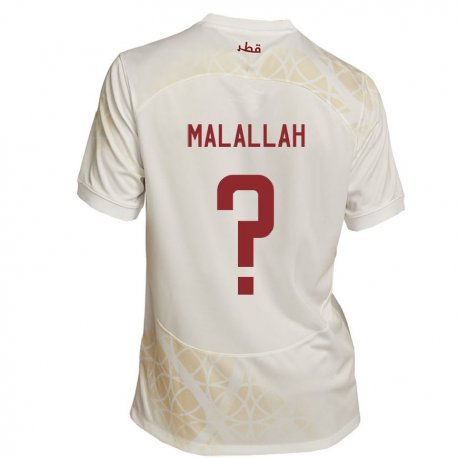 Kandiny Kinder Katarische Ali Malallah #0 Goldbeige Auswärtstrikot Trikot 22-24 T-shirt Österreich