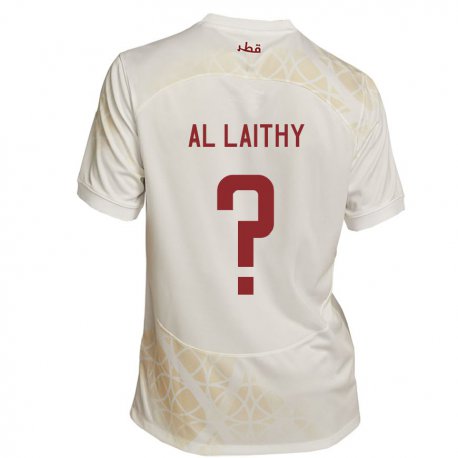 Kandiny Kinder Katarische Bahaa Al Laithy #0 Goldbeige Auswärtstrikot Trikot 22-24 T-shirt Österreich