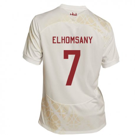 Kandiny Kinder Katarische Yasmeen Elhomsany #7 Goldbeige Auswärtstrikot Trikot 22-24 T-shirt Österreich