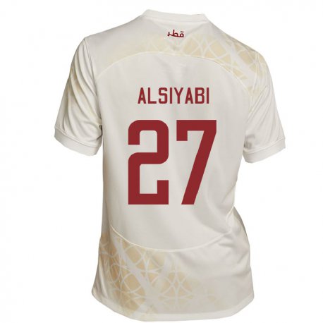 Kandiny Kinder Katarische Nasra Alsiyabi #27 Goldbeige Auswärtstrikot Trikot 22-24 T-shirt Österreich