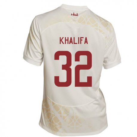 Kandiny Kinderen Qatarees Duana Khalifa #32 Goud Beige Uitshirt Uittenue 22-24 T-shirt