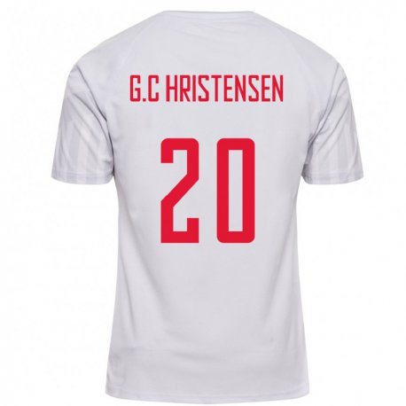 Kandiny Kinderen Deens Gustav Christensen #20 Wit Uitshirt Uittenue 22-24 T-shirt