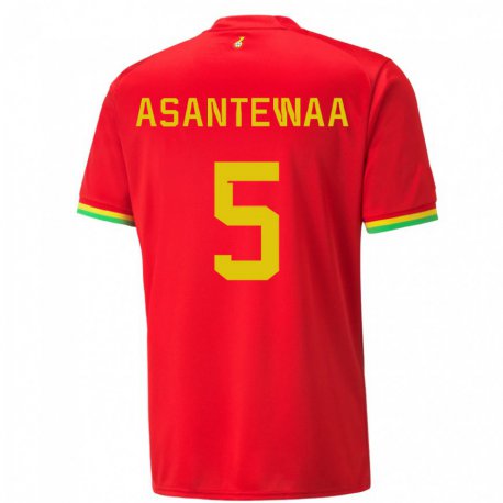 Kandiny Bambino Maglia Ghana Grace Asantewaa #5 Rosso Kit Gara Away 22-24 Maglietta