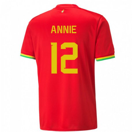 Kandiny Bambino Maglia Ghana Henrietta Annie #12 Rosso Kit Gara Away 22-24 Maglietta