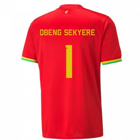 Kandiny Niño Camiseta Ghana Gregory Obeng Sekyere #1 Rojo 2ª Equipación 22-24 La Camisa