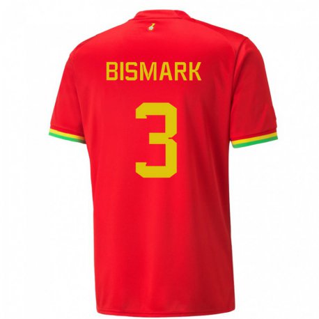 Kandiny Bambino Maglia Ghana Anim Bismark #3 Rosso Kit Gara Away 22-24 Maglietta