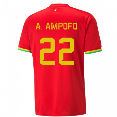 Kandiny Niño Camiseta Ghana Eugene Amankwah Ampofo #22 Rojo 2ª Equipación 22-24 La Camisa