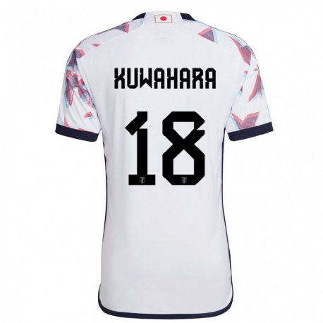 Kandiny Bambino Maglia Giappone Rikuto Kuwahara #18 Bianco Kit Gara Away 22-24 Maglietta