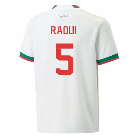 Kandiny Niño Camiseta Marruecos Oussama Raoui #5 Blanco 2ª Equipación 22-24 La Camisa