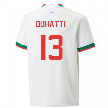 Kandiny Niño Camiseta Marruecos Aymane Ouhatti #13 Blanco 2ª Equipación 22-24 La Camisa