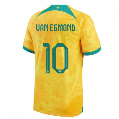 Kandiny Hombre Camiseta Australia Emily Van Egmond #10 Dorado 1ª Equipación 22-24 La Camisa