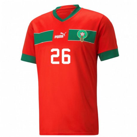 Kandiny Heren Marokkaans Taha Alachbili #26 Rood Thuisshirt Thuistenue 22-24 T-shirt België