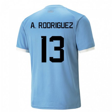 Kandiny Uomo Maglia Uruguay Agustin Rodriguez #13 Blu Kit Gara Home 22-24 Maglietta