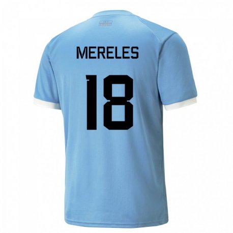 Kandiny Uomo Maglia Uruguay Exequiel Mereles #18 Blu Kit Gara Home 22-24 Maglietta