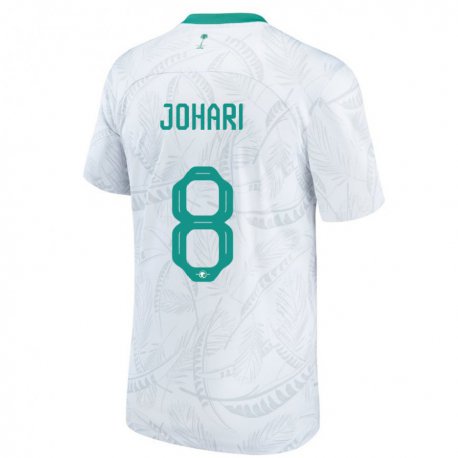 Kandiny Hombre Camiseta Arabia Saudita Layan Johari #8 Blanco 1ª Equipación 22-24 La Camisa