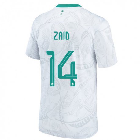 Kandiny Hombre Camiseta Arabia Saudita Abdullah Zaid #14 Blanco 1ª Equipación 22-24 La Camisa