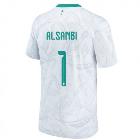 Kandiny Hombre Camiseta Arabia Saudita Abdulrahman Alsanbi #1 Blanco 1ª Equipación 22-24 La Camisa