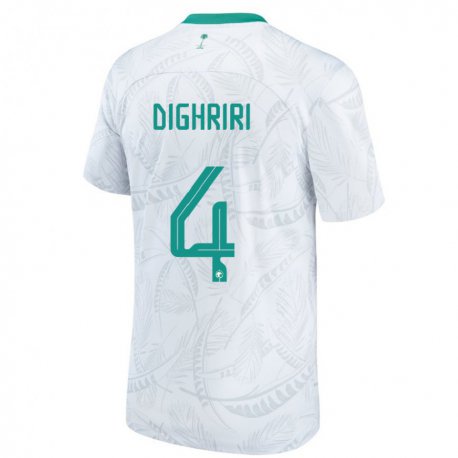 Kandiny Hombre Camiseta Arabia Saudita Khalid Dighriri #4 Blanco 1ª Equipación 22-24 La Camisa