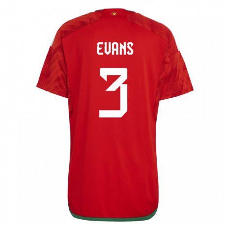 Kandiny Heren Welsh Gemma Evans #3 Rood Thuisshirt Thuistenue 22-24 T-shirt