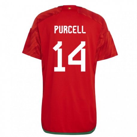 Kandiny Herren Walisische Benjamin Purcell #14 Rot Heimtrikot Trikot 22-24 T-shirt Österreich