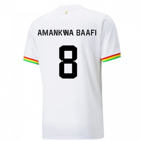 Kandiny Uomo Maglia Ghana Yaw Amankwa Baafi #8 Bianco Kit Gara Home 22-24 Maglietta