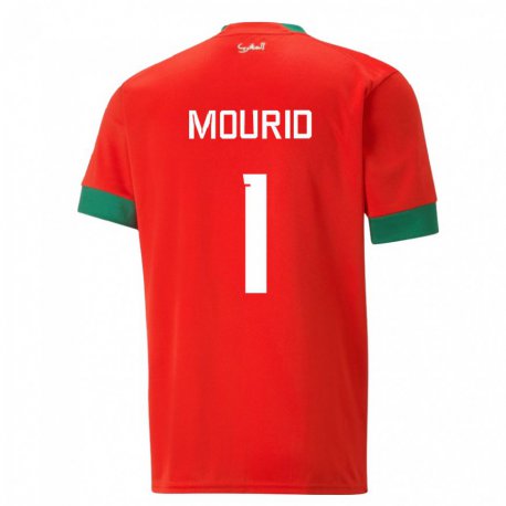 Kandiny Uomo Maglia Marocco Taha Mourid #1 Rosso Kit Gara Home 22-24 Maglietta